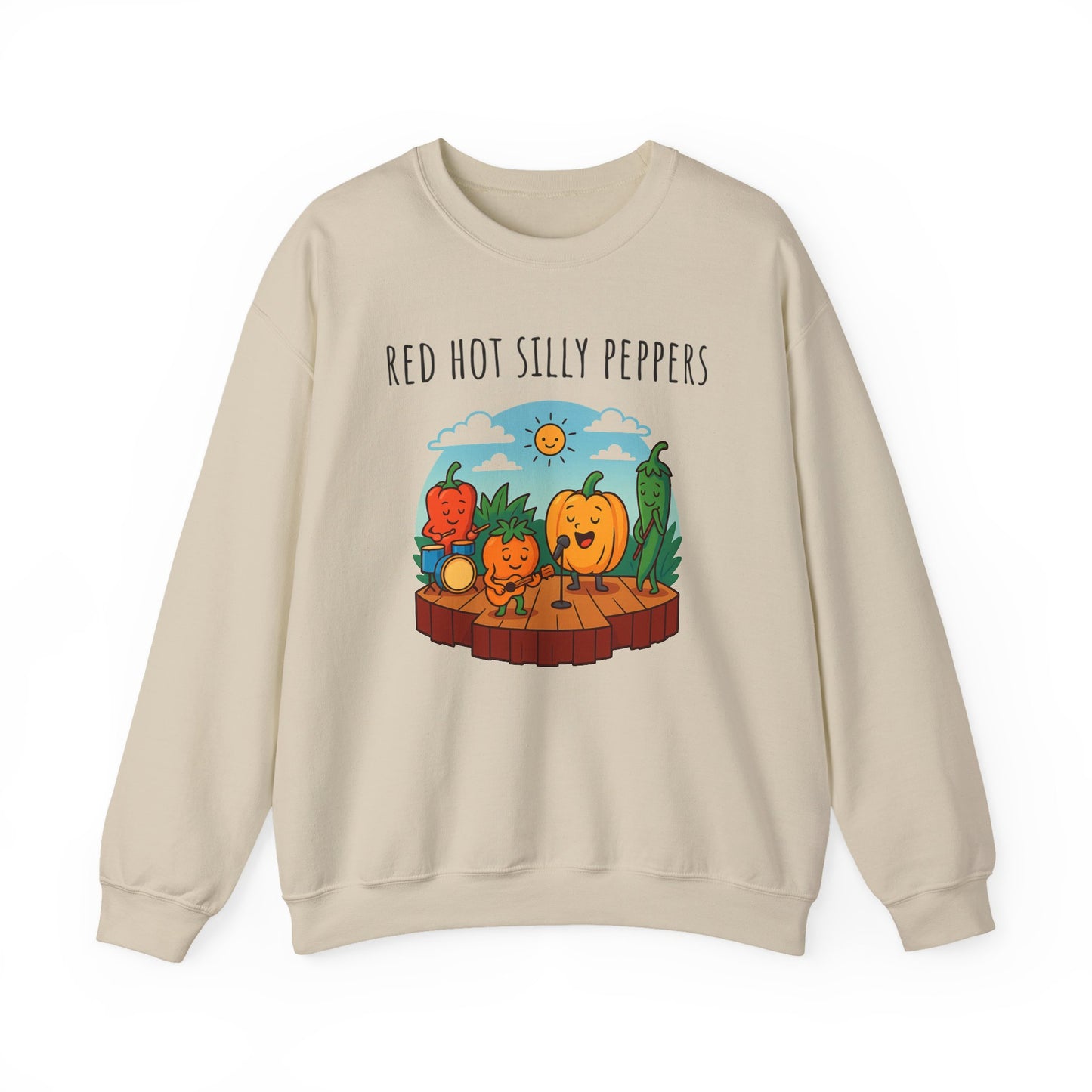 Red hot silly peppers sweatshirt | cozy unisex graphic sweater | music pun shirt | novelty band top | retro comfy vibe gift idea
