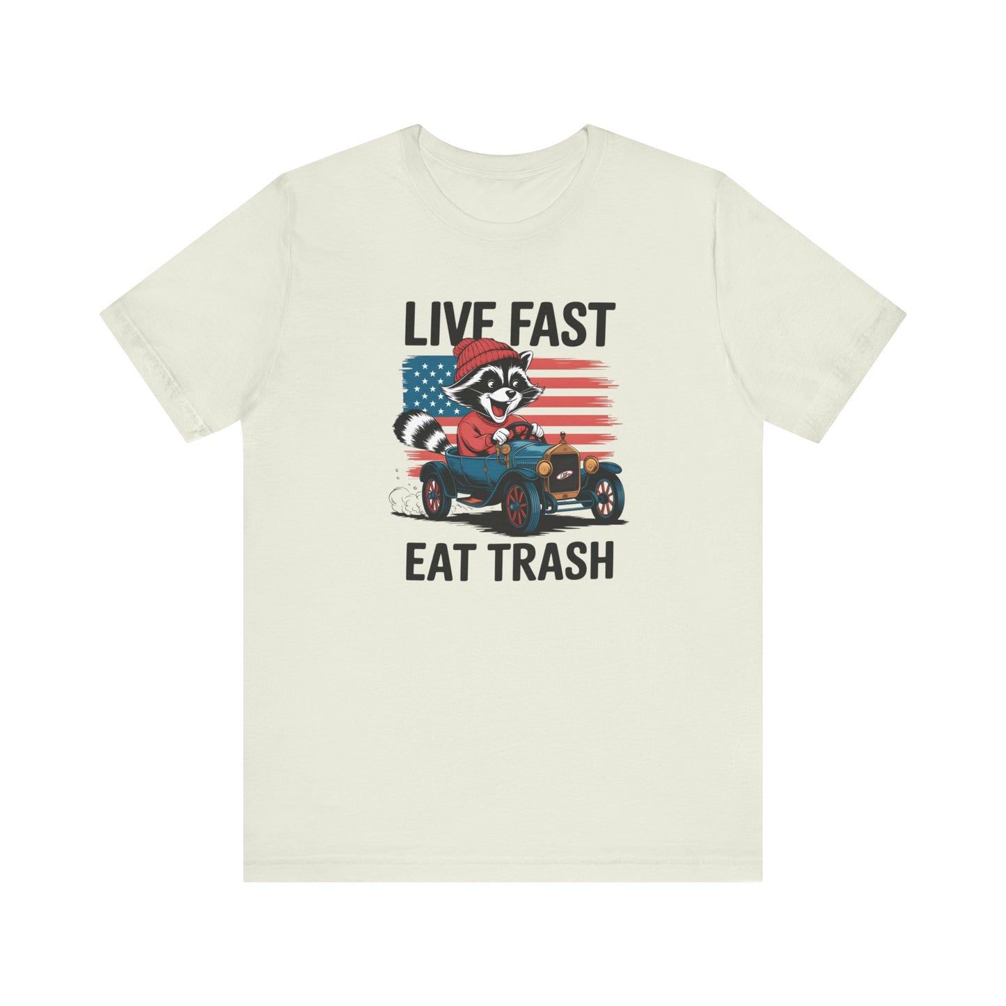 Live Fast Eat Trash T-shirt | Funny Raccoon Meme Tee | Retro Wildlife Gift