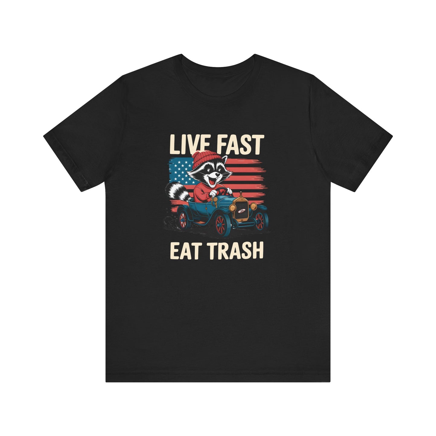 Live Fast Eat Trash T-shirt | Funny Raccoon Meme Tee | Retro Wildlife Gift