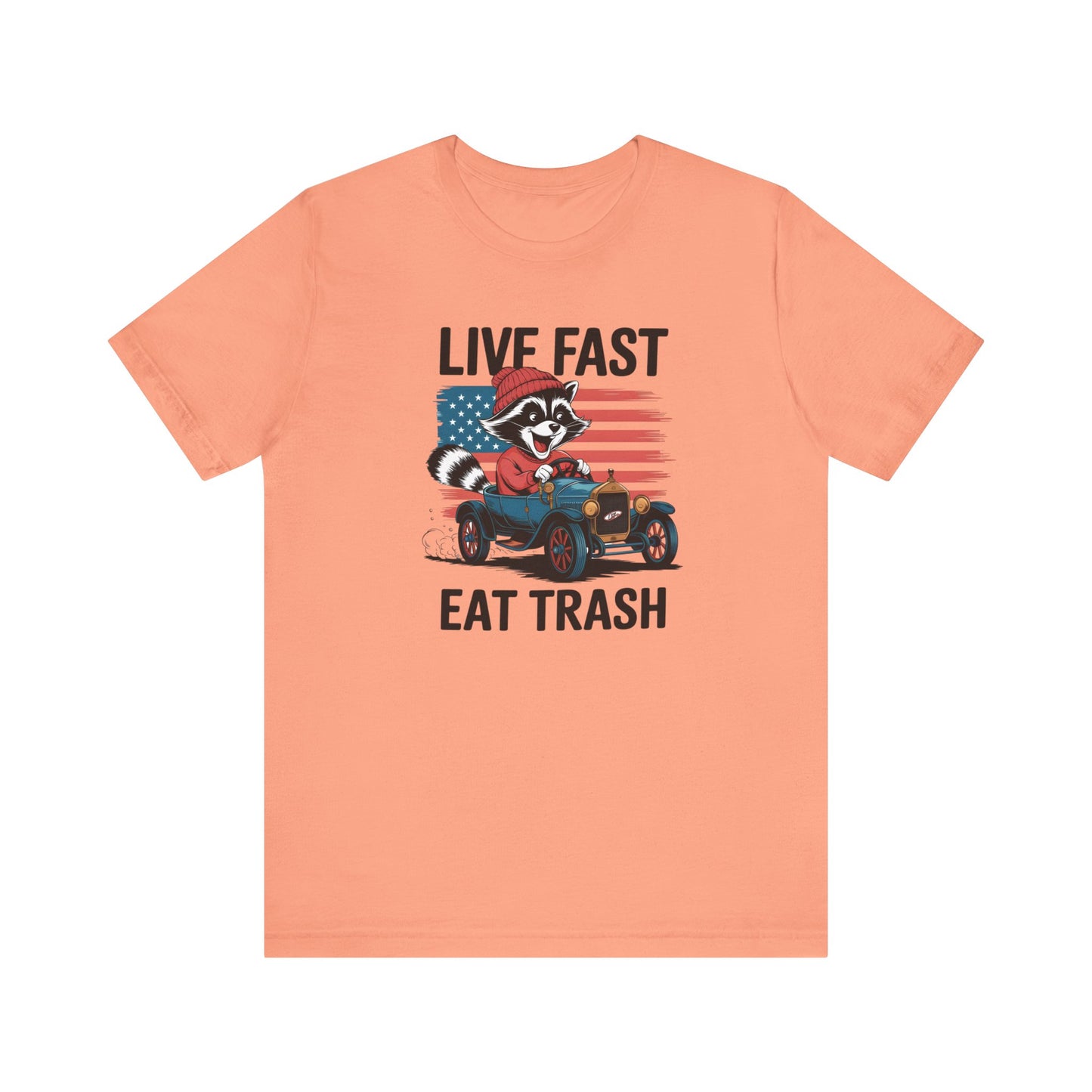 Live Fast Eat Trash T-shirt | Funny Raccoon Meme Tee | Retro Wildlife Gift
