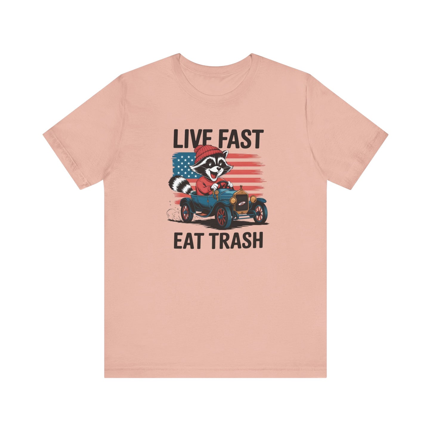 Live Fast Eat Trash T-shirt | Funny Raccoon Meme Tee | Retro Wildlife Gift
