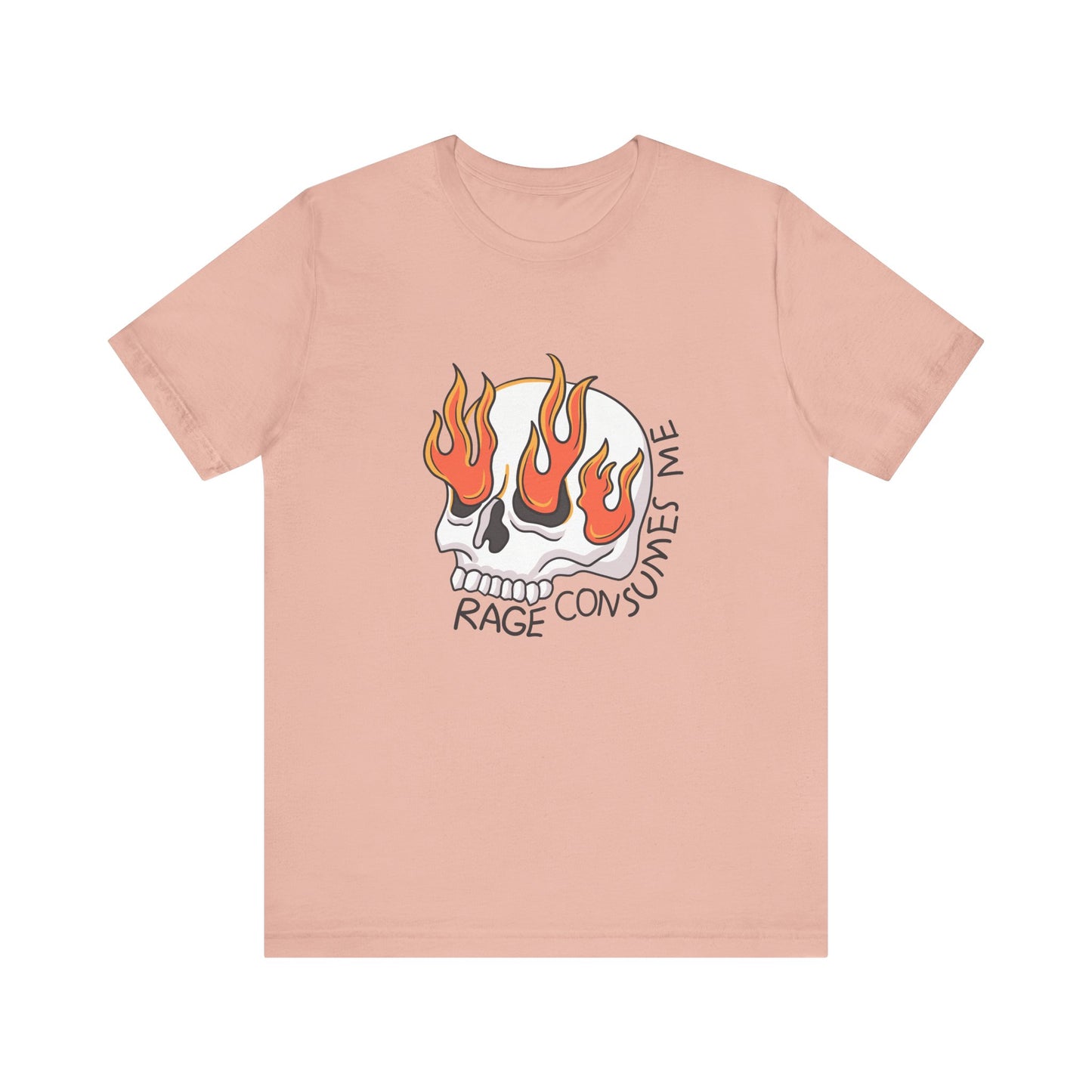 Rage Consumes Me Skull Shirt | Funny Flaming Skull Tee | Weird Humor Unisex T-Shirt | Vintage Meme Graphic | Silly Cat Lover Gift