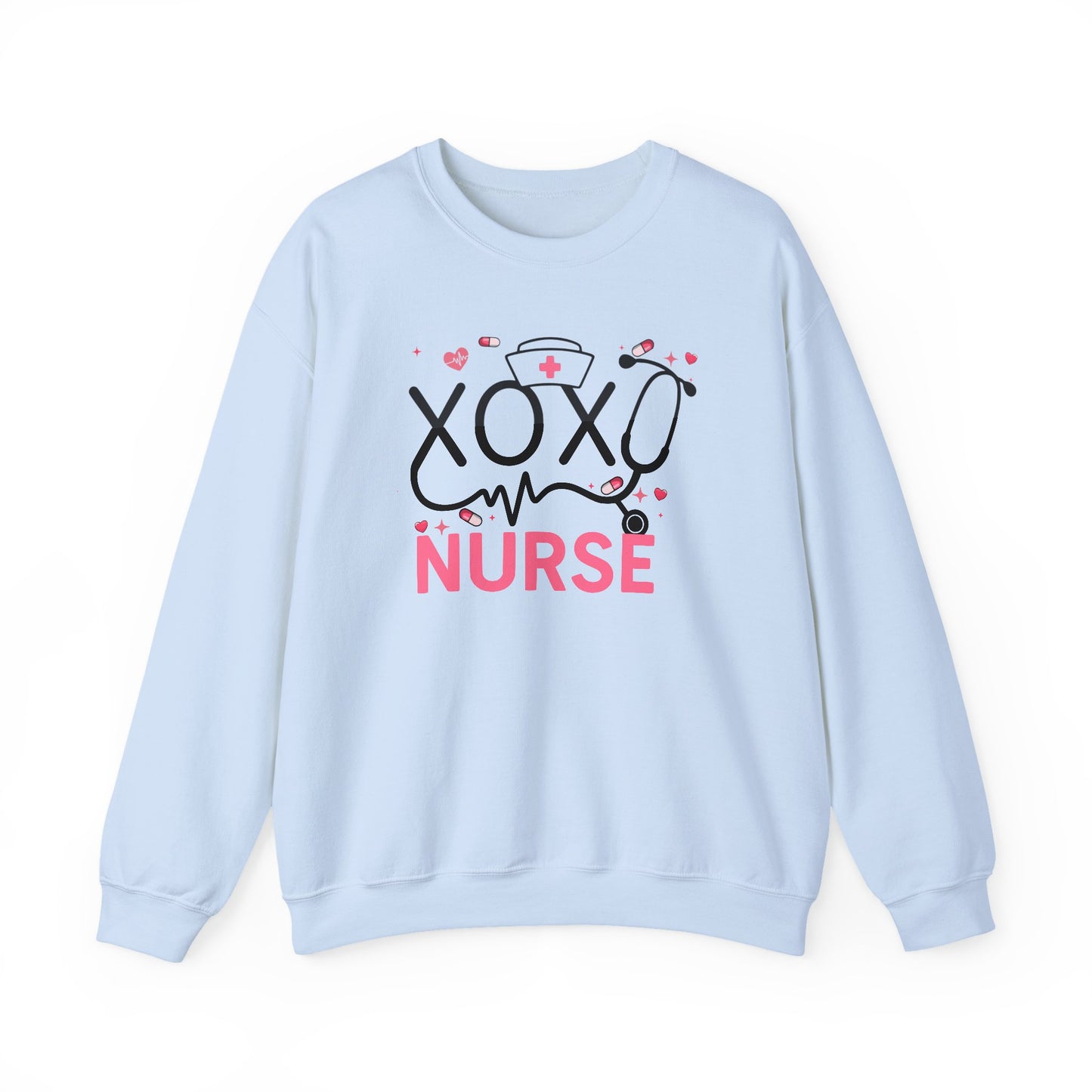 XOXO Nurse Sweatshirt | Cute RN Valentine Gift | Heartbeat Nursing Crewneck