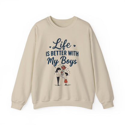 Life Is Better With My Boys Sweatshirt | Cool Mom Gift | Cute Mother’s Day Tee
