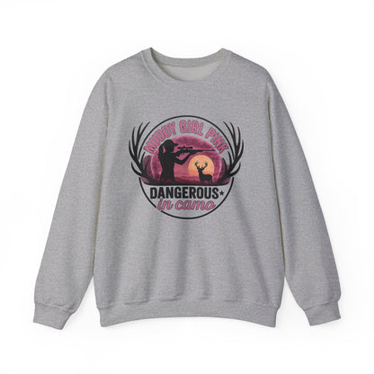 Muddy in pink, dangerous in Camo sweatShirt | Pink Camo Hunting Shirt for Women | Deer Hunter Mama Gift | Funny Outdoor Girl Pullover