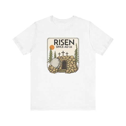 Rolling Stones Shirt | Christian Easter Tee | He Is Risen Graphic | Jesus Faith Shirt | Vintage Bible Verse | Gift for Her |Since ad 33