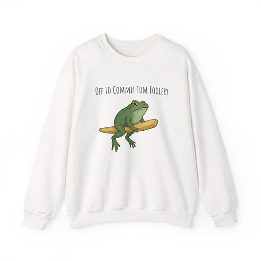 Off to Commit Tom Foolery Frog sweatshirt | Funny meme gift | Sarcastic animal humor | Unisex comfy vintage weirdcore graphic