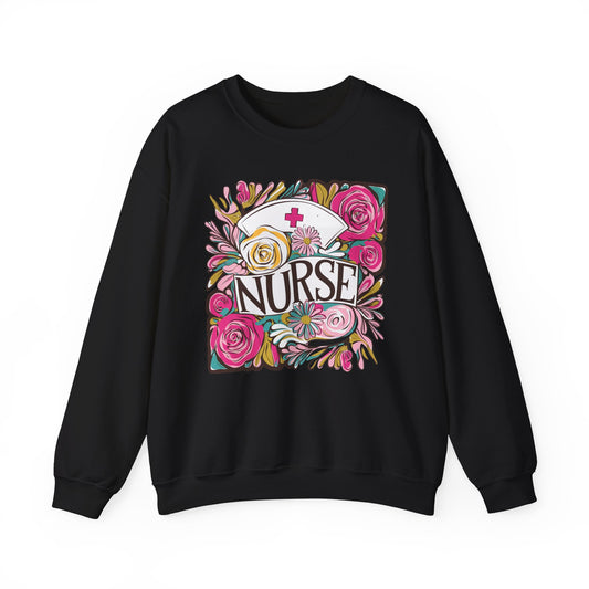 Nurse Sweatshirt | Floral Embroidered Crewneck | Nurse Appreciation Gift