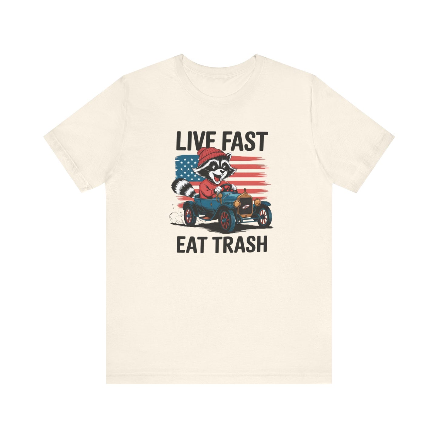 Live Fast Eat Trash T-shirt | Funny Raccoon Meme Tee | Retro Wildlife Gift