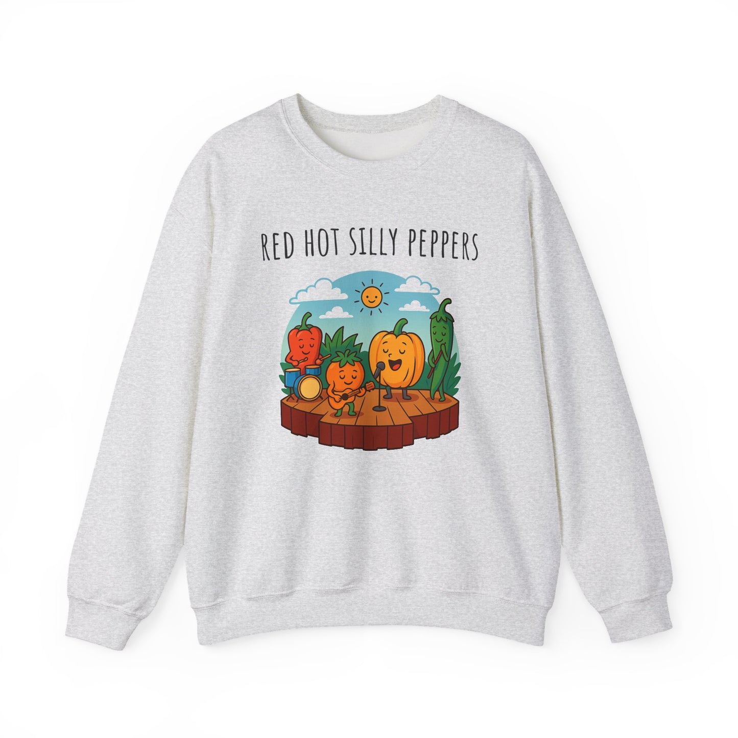 Red hot silly peppers sweatshirt | cozy unisex graphic sweater | music pun shirt | novelty band top | retro comfy vibe gift idea