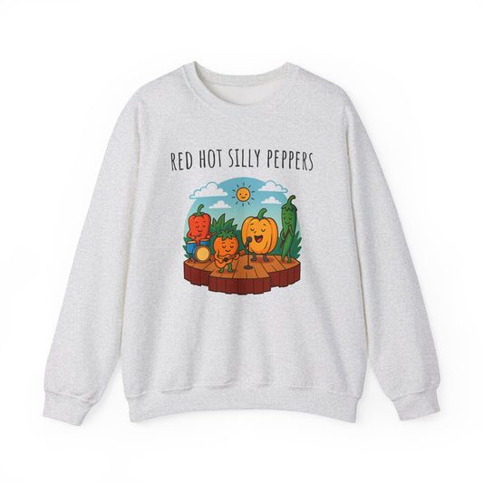 Red hot silly peppers sweatshirt | cozy unisex graphic sweater | music pun shirt | novelty band top | retro comfy vibe gift idea