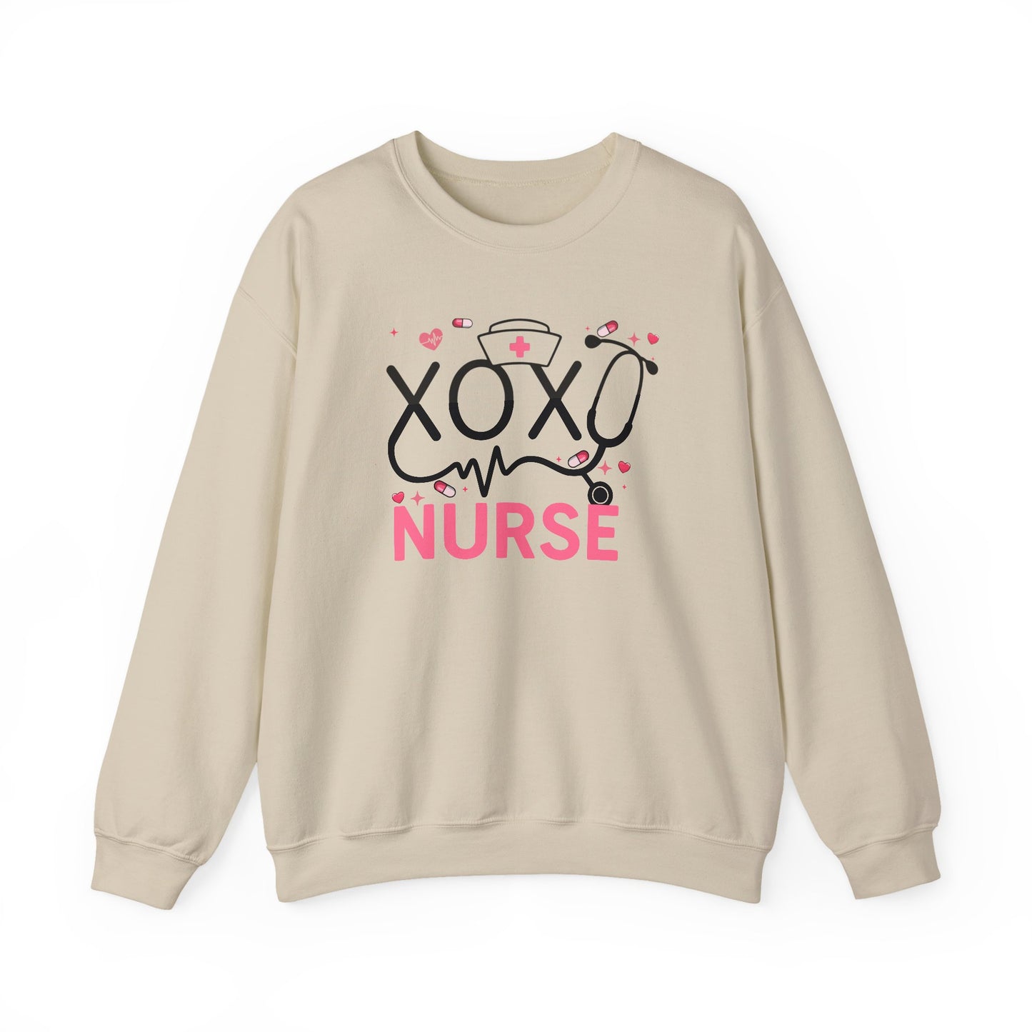 XOXO Nurse Sweatshirt | Cute RN Valentine Gift | Heartbeat Nursing Crewneck