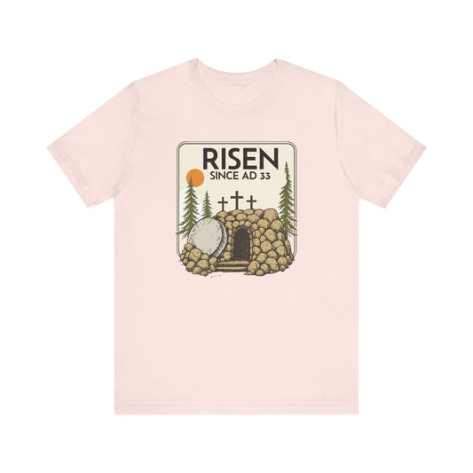 Rolling Stones Shirt | Christian Easter Tee | He Is Risen Graphic | Jesus Faith Shirt | Vintage Bible Verse | Gift for Her |Since ad 33
