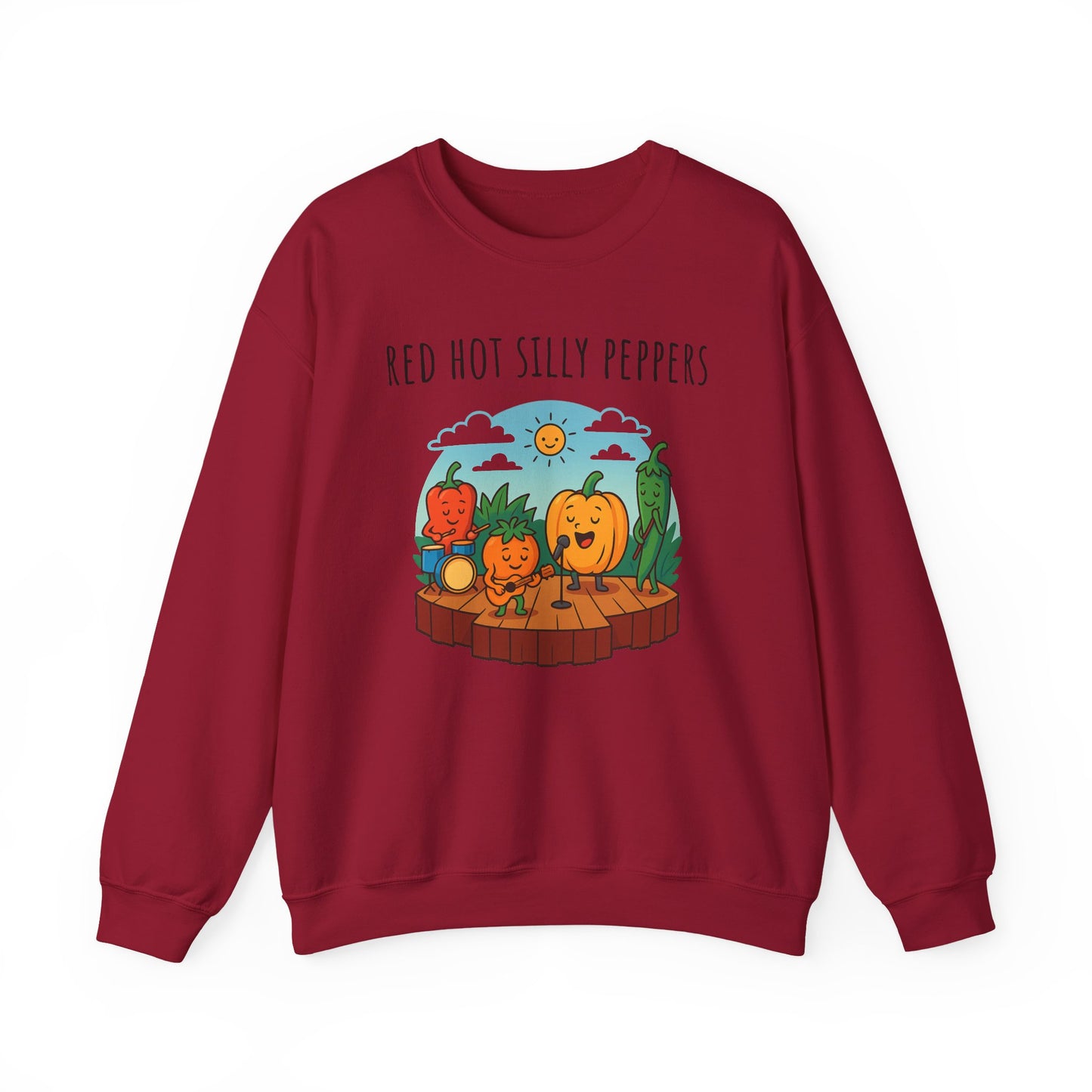 Red hot silly peppers sweatshirt | cozy unisex graphic sweater | music pun shirt | novelty band top | retro comfy vibe gift idea