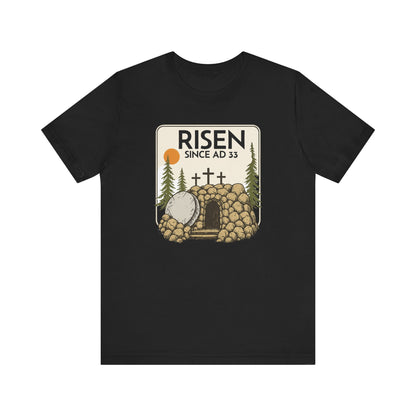 Rolling Stones Shirt | Christian Easter Tee | He Is Risen Graphic | Jesus Faith Shirt | Vintage Bible Verse | Gift for Her |Since ad 33