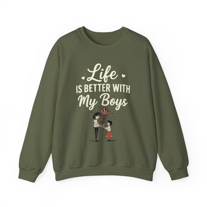 Life Is Better With My Boys Sweatshirt | Cool Mom Gift | Cute Mother’s Day Tee