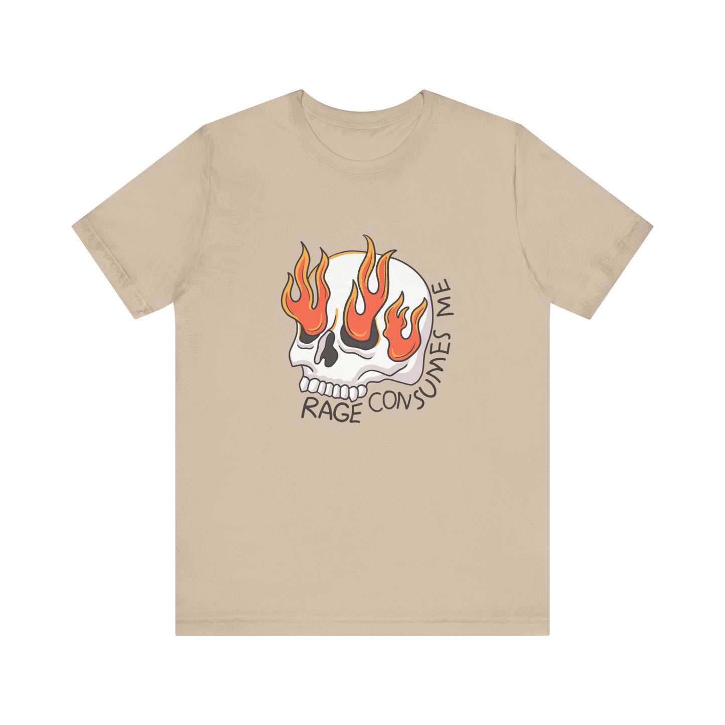 Rage Consumes Me Skull Shirt | Funny Flaming Skull Tee | Weird Humor Unisex T-Shirt | Vintage Meme Graphic | Silly Cat Lover Gift