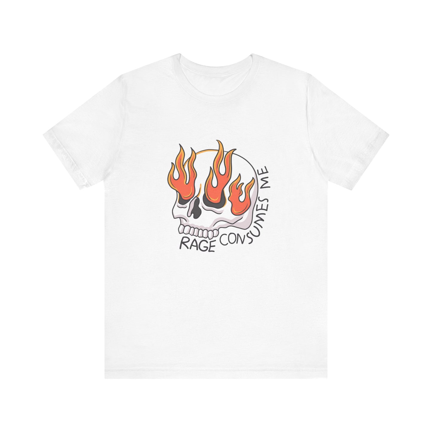 Rage Consumes Me Skull Shirt | Funny Flaming Skull Tee | Weird Humor Unisex T-Shirt | Vintage Meme Graphic | Silly Cat Lover Gift