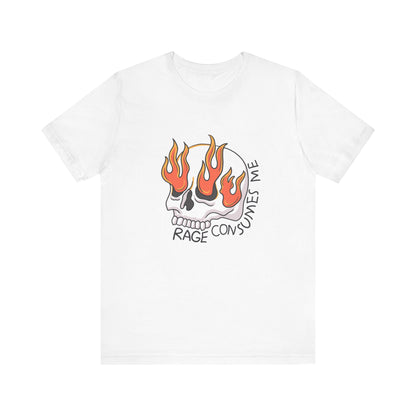 Rage Consumes Me Skull Shirt | Funny Flaming Skull Tee | Weird Humor Unisex T-Shirt | Vintage Meme Graphic | Silly Cat Lover Gift