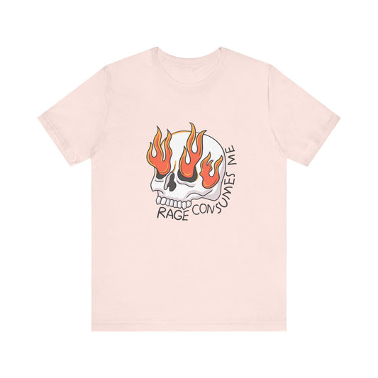 Rage Consumes Me Skull Shirt | Funny Flaming Skull Tee | Weird Humor Unisex T-Shirt | Vintage Meme Graphic | Silly Cat Lover Gift