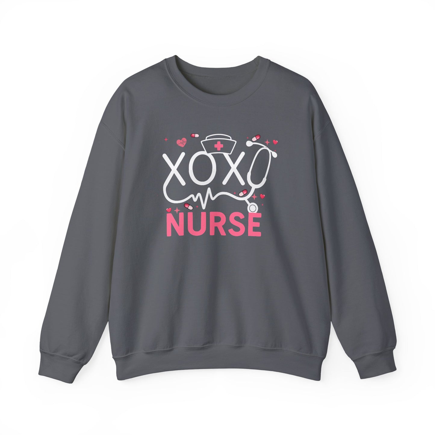 XOXO Nurse Sweatshirt | Cute RN Valentine Gift | Heartbeat Nursing Crewneck