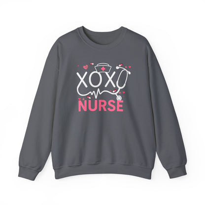 XOXO Nurse Sweatshirt | Cute RN Valentine Gift | Heartbeat Nursing Crewneck