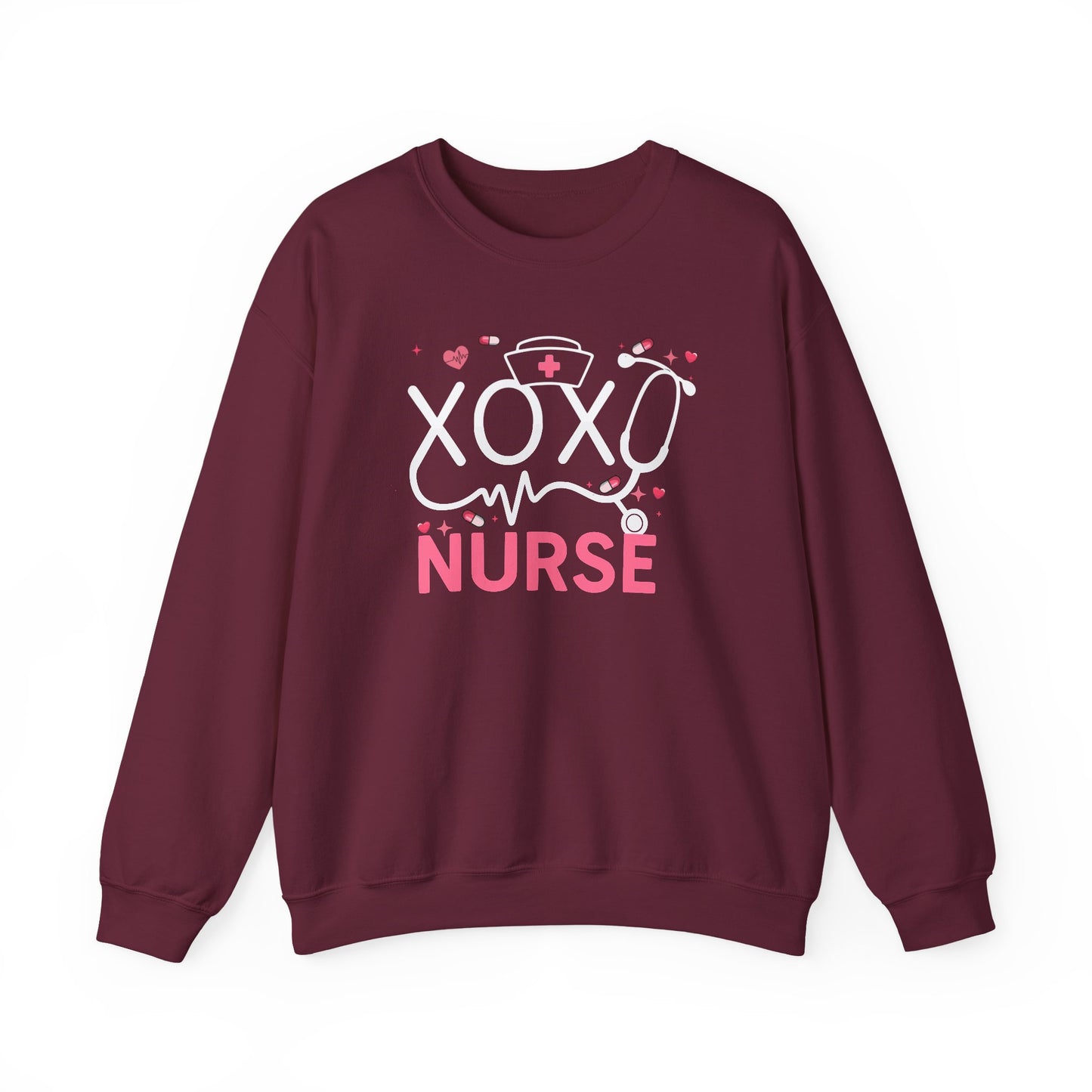 XOXO Nurse Sweatshirt | Cute RN Valentine Gift | Heartbeat Nursing Crewneck