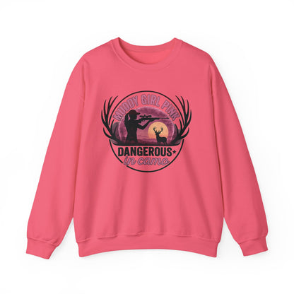 Muddy in pink, dangerous in Camo sweatShirt | Pink Camo Hunting Shirt for Women | Deer Hunter Mama Gift | Funny Outdoor Girl Pullover