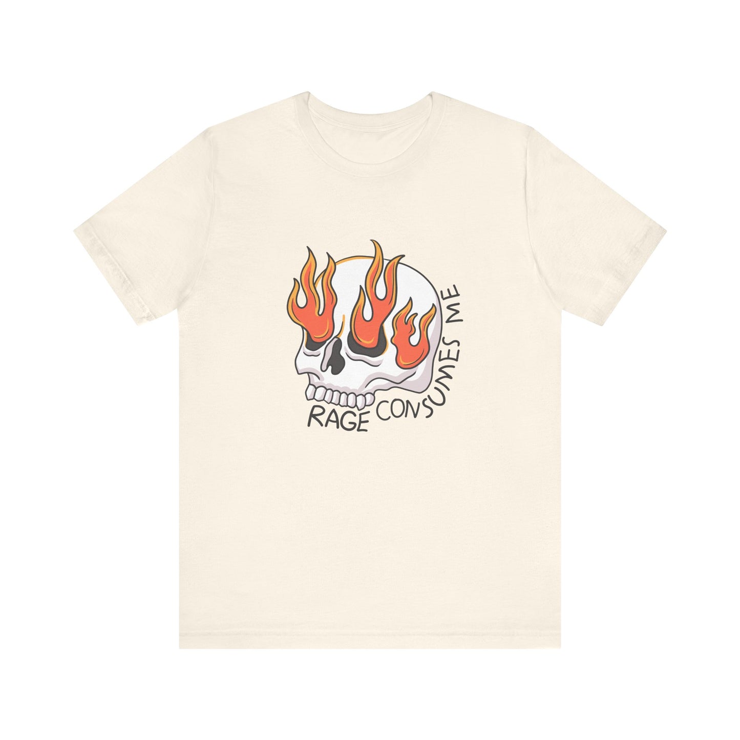 Rage Consumes Me Skull Shirt | Funny Flaming Skull Tee | Weird Humor Unisex T-Shirt | Vintage Meme Graphic | Silly Cat Lover Gift
