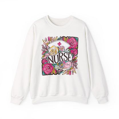 Nurse Sweatshirt | Floral Embroidered Crewneck | Nurse Appreciation Gift