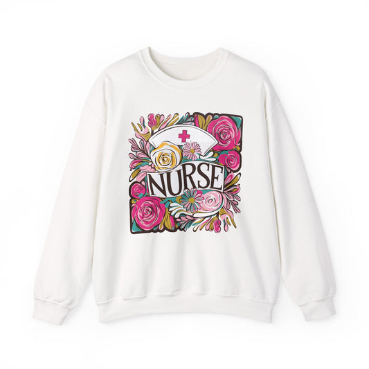 Nurse Sweatshirt | Floral Embroidered Crewneck | Nurse Appreciation Gift