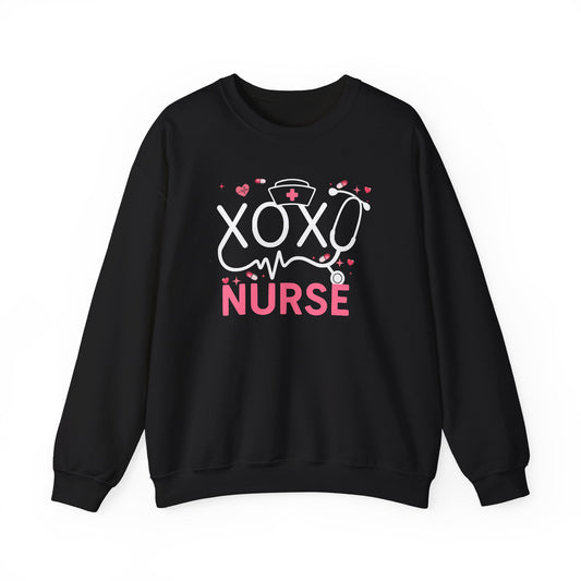 XOXO Nurse Sweatshirt | Cute RN Valentine Gift | Heartbeat Nursing Crewneck