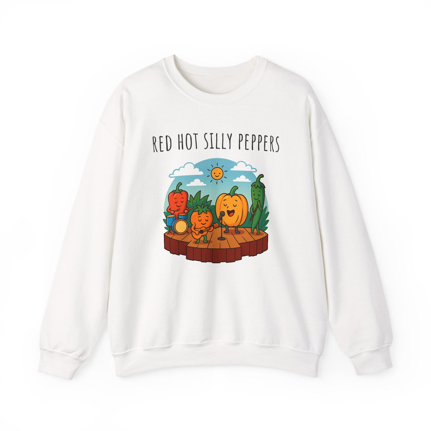 Red hot silly peppers sweatshirt | cozy unisex graphic sweater | music pun shirt | novelty band top | retro comfy vibe gift idea