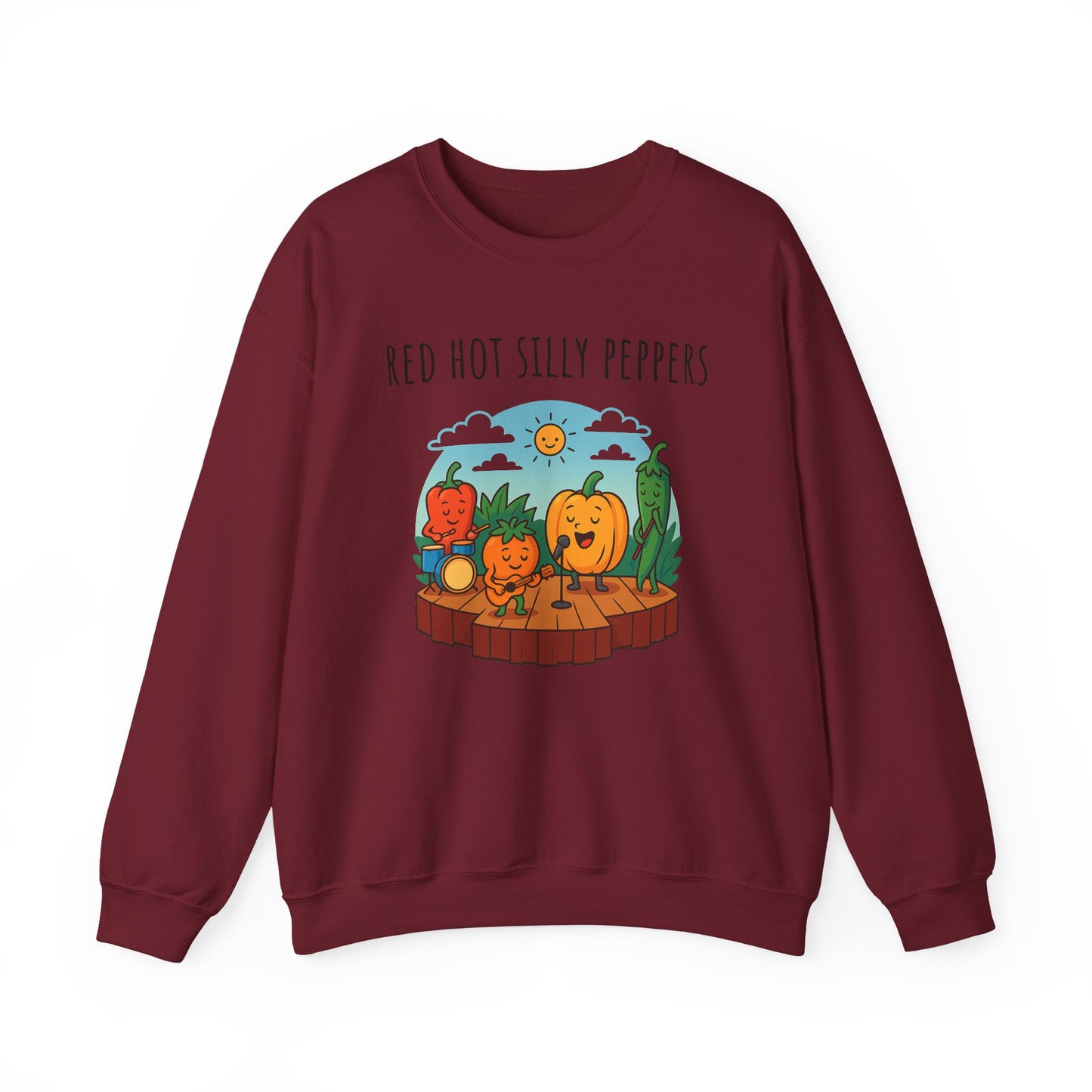 Red hot silly peppers sweatshirt | cozy unisex graphic sweater | music pun shirt | novelty band top | retro comfy vibe gift idea