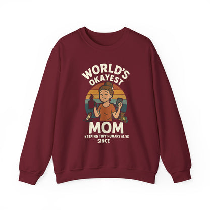 World’s Okayest Mom Sweatshirt | Funny Mama Tee | Mother’s Day Gift for Her