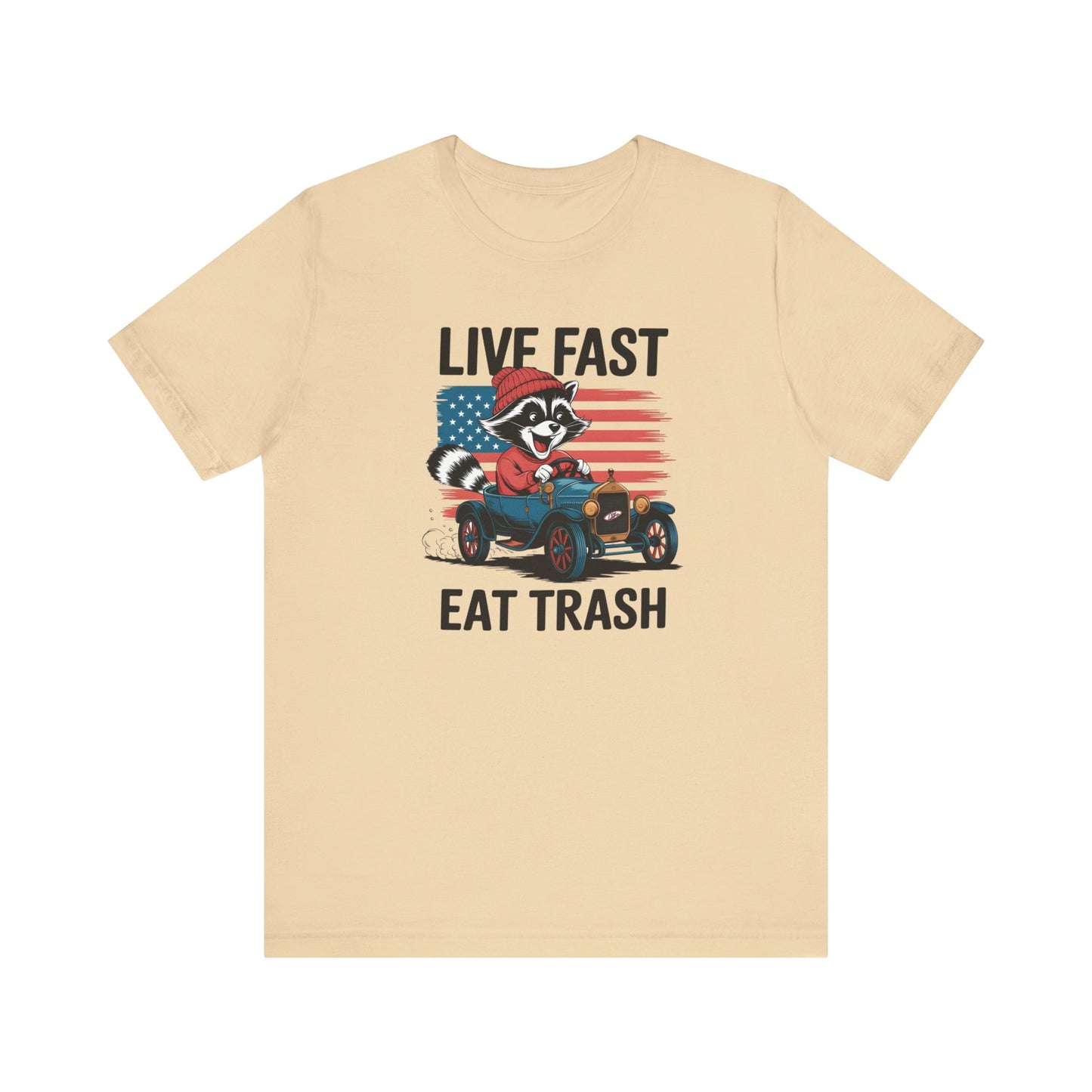 Live Fast Eat Trash T-shirt | Funny Raccoon Meme Tee | Retro Wildlife Gift